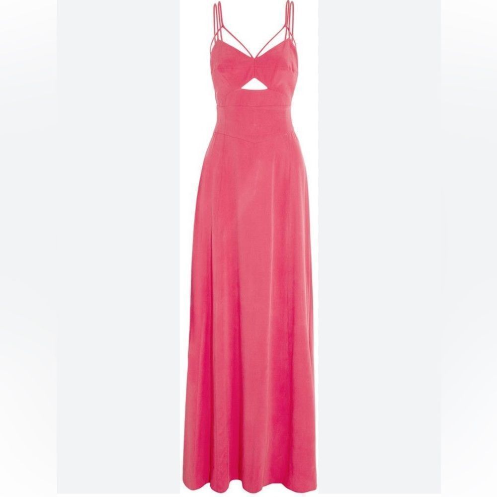 L'Agence Elsa Silk Cut Out Maxi Long Dress Pink Red Womens Sz 4 Strappy